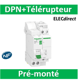 Schneider -  combiné disj+télérupteur RESI9 TL - Unipolaire 16A + disjoncteur 16A XE AUTO - 250V - R9ECL616