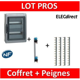 Legrand - Coffret étanche Plexo 24 modules + peigne V. et H. Ph+N - 2R - 001922+405003+404926x4