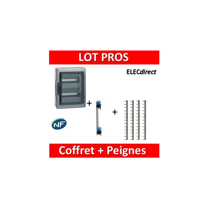 Legrand - Coffret étanche Plexo 24 modules + peigne V. et H. Ph+N - 2R - 001922+405003+404926x4