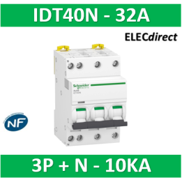 Schneider - Acti9 iDT40N - disjoncteur modulaire - 3P+N C 32A 6000A/10kA - A9P24732