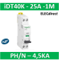 SCHNEIDER - Acti9 iDT40K - disjoncteur modulaire - 1P+N - 25A - courbe C - 4500A/4,5kA - A9P71625