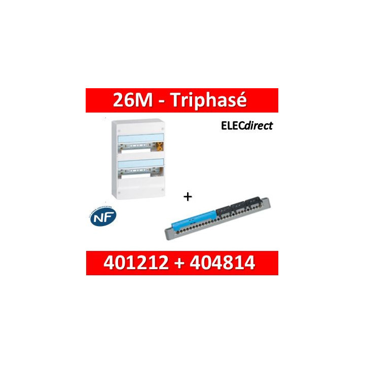 Legrand - LOT - Coffret DRIVIA 26 Modules triphasé + Neutre - 401212+404814