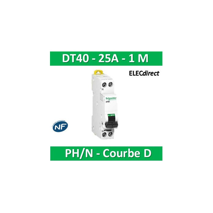 Schneider - DT40 Disjoncteur PH/N - 25A Courbe D - A9N21378