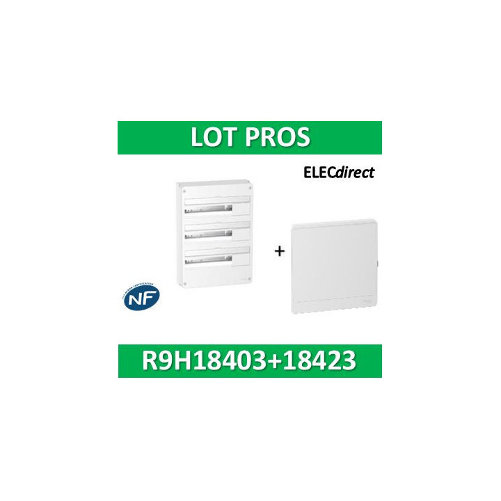 Schneider - Resi9 - coffret 18M - 3R + porte - R9H18403+R9H18423