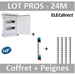 Digital electric - Coffret encastré - IP40 porte métal extra plate - 2R - 24 mod peignes Legrand - 07434+405000+404926x4