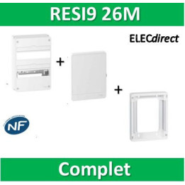 Schneider - LOT  - Coffret électrique RESI9 26 modules - 2 rangées de 13M + rehausse + Porte