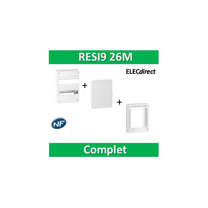 Schneider - LOT  - Coffret électrique RESI9 26 modules - 2 rangées de 13M + rehausse + Porte