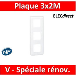 Legrand Mosaic - Plaque 3 x 2 modules - 3 postes (6M) - pour rénovation - en. 57mm - vertical - 078856