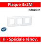 Legrand Mosaic - Plaque 3 x 2 modules - 3 postes (6M) - pour rénovation - en. 57mm - horizontal - 078866