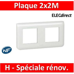 Legrand Mosaic - Plaque 2 x 2 modules - 2 postes (4M) - pour rénovation - en. 57mm - horizontal - 078864
