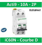 Schneider - Acti9 - iC60N - Disjoncteur - 2P - 10A - 6kA - courbe D - Réf : A9F75210