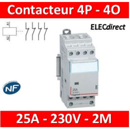 Legrand - Contacteur de puissance bobine 230 V~ - 4P - 400 V~ - 25 A - 4 O - 2 mod - 412536