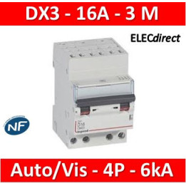 Legrand - Disjoncteur DX³ 4500 - auto/vis - 4P - 400 V~ - 16A - 6kA - courbe C - 3M - 406919