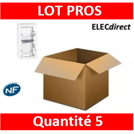 Legrand Mosaic - LOT de 5 Cadres saillie 2 postes - 2 x 2 modules - vertical - Réf : 080282x5