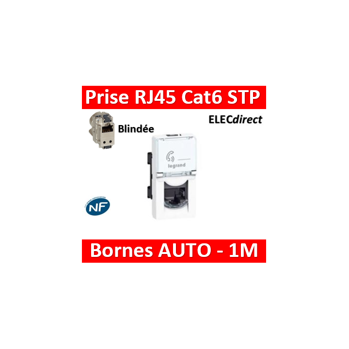 Legrand Mosaic - Prise RJ45 Cat. 6 STP - Blindage métal - 1 module - 076563