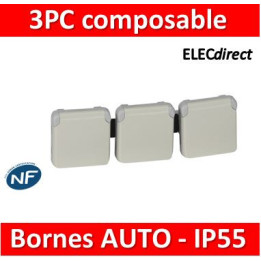 Legrand Plexo - Triple PC précâblées - Blanc - horizontal - 16A - 230V - IP55/IK07 - 069644