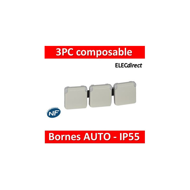 Legrand Plexo - Triple PC précâblées - Blanc - horizontal - 16A - 230V - IP55/IK07 - 069644