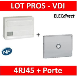 Legrand - Coffret VDI GRADE 2 avec brassage 18M - 4 RJ45 + Porte Drivia transp.18M - 418248+401241