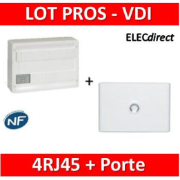 Legrand - Coffret VDI GRADE 2 avec brassage 18M - 4 RJ45+ Porte Drivia 18M - 418248+401231