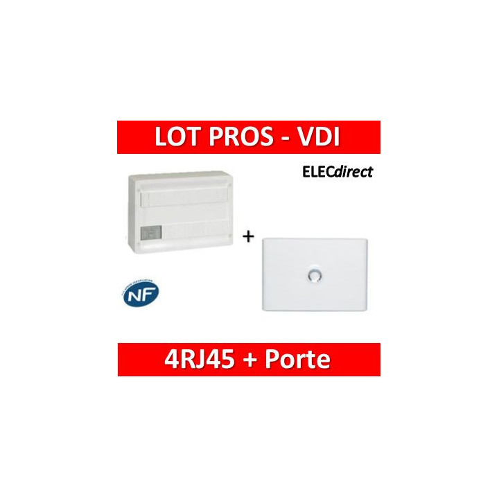 Legrand - Coffret VDI GRADE 2 avec brassage 18M - 4 RJ45+ Porte Drivia 18M - 418248+401231