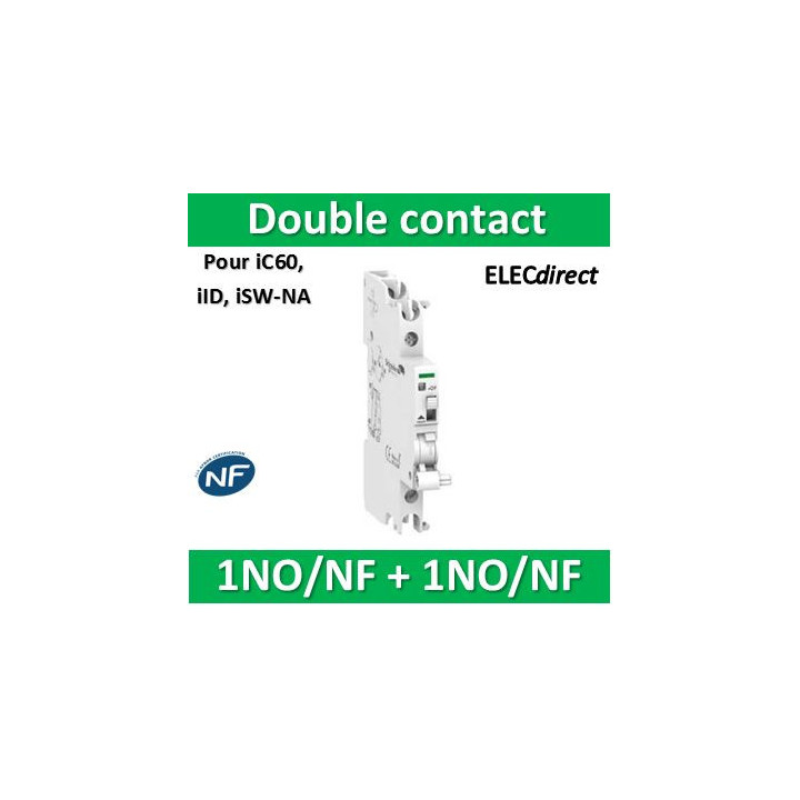 Schneider - Acti9 - iOF/SD+OF - Double contact OF ou signal-défaut - 240...415VCA - 24...130VCC - Réf : A9A26929
