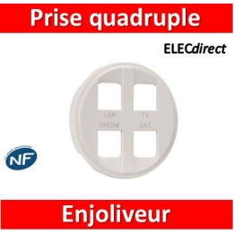 Legrand - Enjoliveur Céliane - prise quadruple pour réseau Optimum auto - blanc - 068194