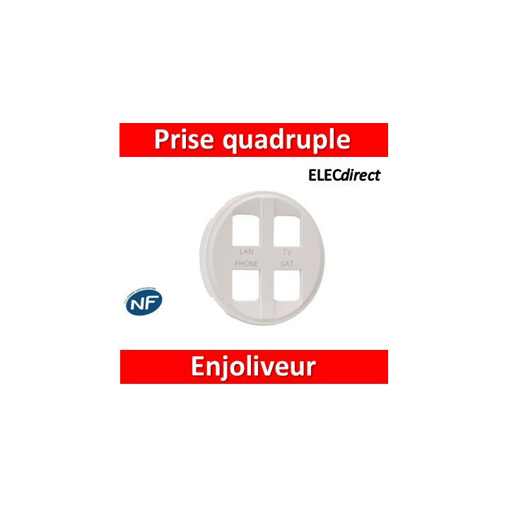Legrand - Enjoliveur Céliane - prise quadruple pour réseau Optimum auto - blanc - 068194