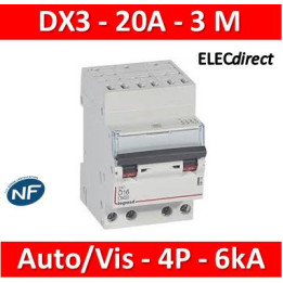 Legrand - Disjoncteur DX3 - auto/vis - 4P - 400 V - 20A - 6kA - courbe C - 3M - 406920