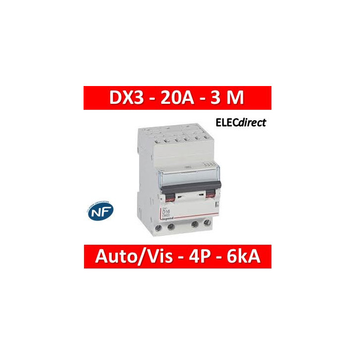 Legrand - Disjoncteur DX3 - auto/vis - 4P - 400 V - 20A - 6kA - courbe C - 3M - 406920