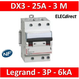 Legrand - Disjoncteur DX³ 4500 - vis/vis - 3P - 400 V~ - 25A - 6kA - courbe C - 406894