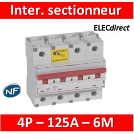 Legrand - Inter-sectionneur de tête DX3-IS -vis/vis- à déclenchement- 4P -400 V~- 125A -6M - 406547