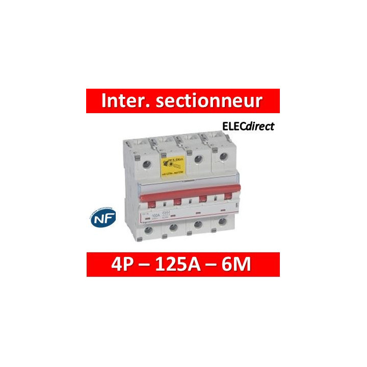 Legrand - Inter-sectionneur de tête DX3-IS -vis/vis- à déclenchement- 4P -400 V~- 125A -6M - 406547