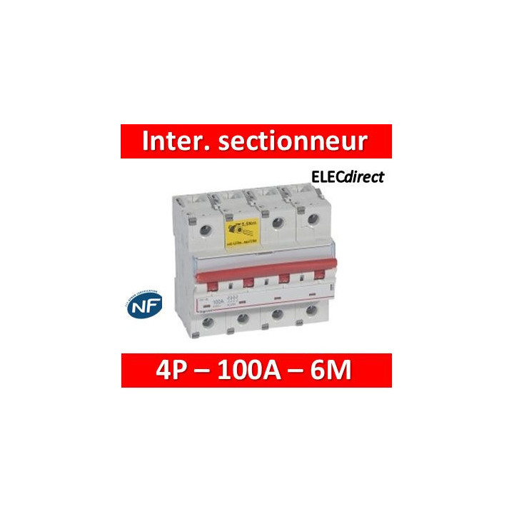 Legrand - Inter-sectionneur de tête DX³-IS -vis/vis- à déclenchement- 4P -400 V~- 100A -6M - 406546