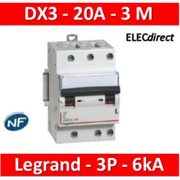 Legrand - Disjoncteur DX³ 4500 - vis/vis - 3P - 400 V~ - 20A - 6kA - courbe C - 406893