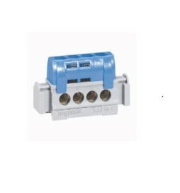 Legrand - Bornier de répartition IP 2X - neutre - 4 connexions 1,5 à 16 mm²- bleu- L 47 mm - 004840