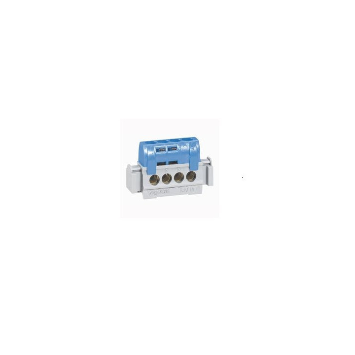 Legrand - Bornier de répartition IP 2X - neutre - 4 connexions 1,5 à 16 mm²- bleu- L 47 mm - 004840