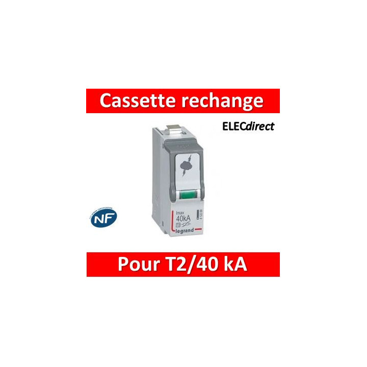 Legrand - Cassette de remplacement pour parafoudres T2/40 kA - 412299