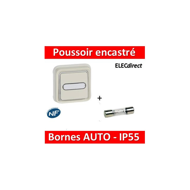Legrand - Poussoir NO + NF lumineux Prog Plexo complet encastré blanc - 10 A - 069864