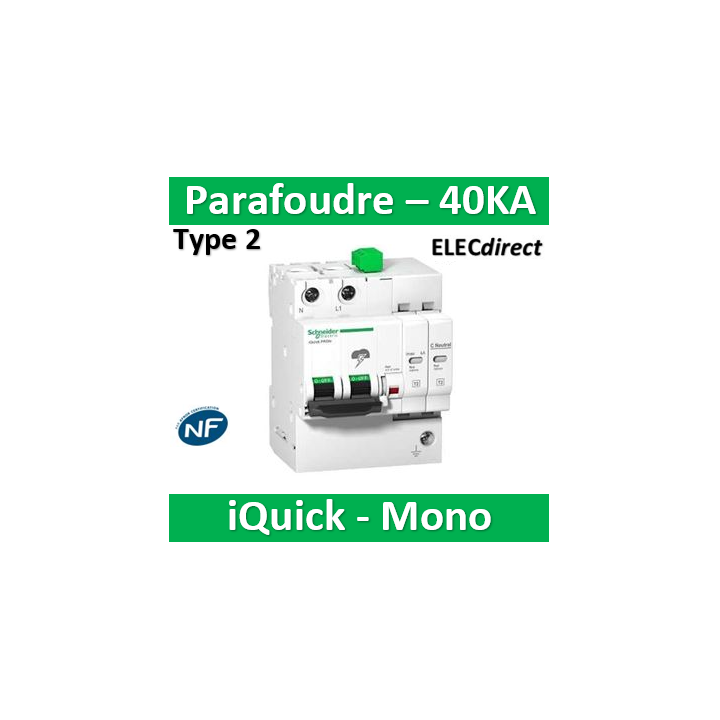 Schneider - Acti9, iQuick PRD40r parafoudre 1P+N avec report signalisation - A9L16292
