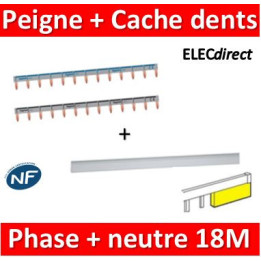 Legrand - Peignes HX3 Phase + neutre 18M + Cache dents Legrand - 404928x2+404988