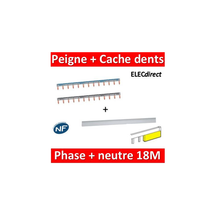 Legrand - Peignes HX3 Phase + neutre 18M + Cache dents Legrand - 404928x2+404988