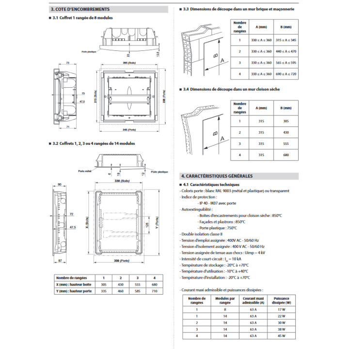 Legrand - Coffret encastré - porte métal extra plate - 2 rangées - 24+4 mod - 001532
