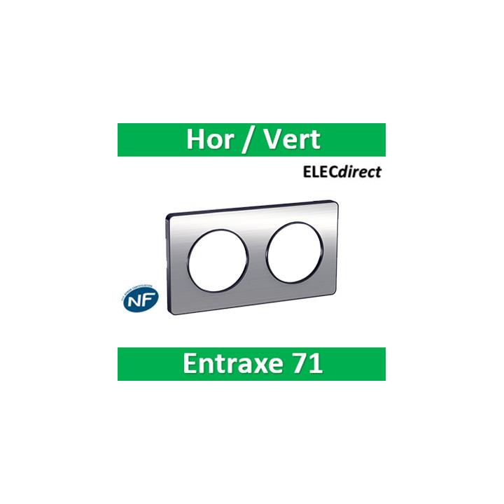 Schneider - Odace - Touch - Plaque 2 postes - entraxe 71 mm - ALU brossé avec liseré anthracite - Réf : S540804J