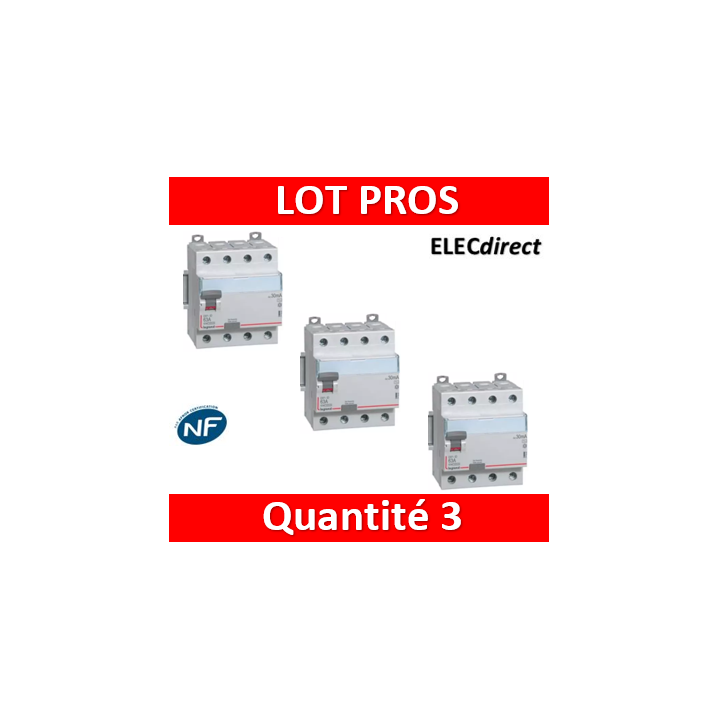LEGRAND - Interrupteur différentiel DX3-ID 4P 40A - 30mA - A - 411675x3