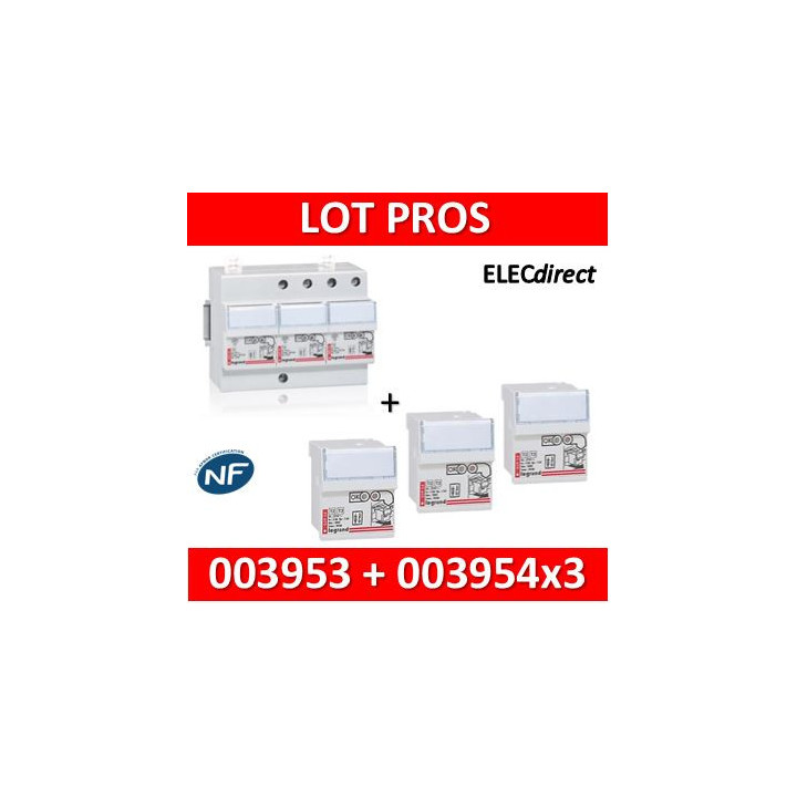 Legrand - Parafoudre Tétra 400V - Type 2 + Cassette de rechange - 003953 + 003954x3