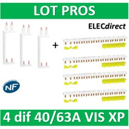 Schneider - LOT XP - 80A - Dif. 25/40/63A à Dif. 25/40/63A + peignes Phase+Neutre - R9PXVx3+R9PXH213x4