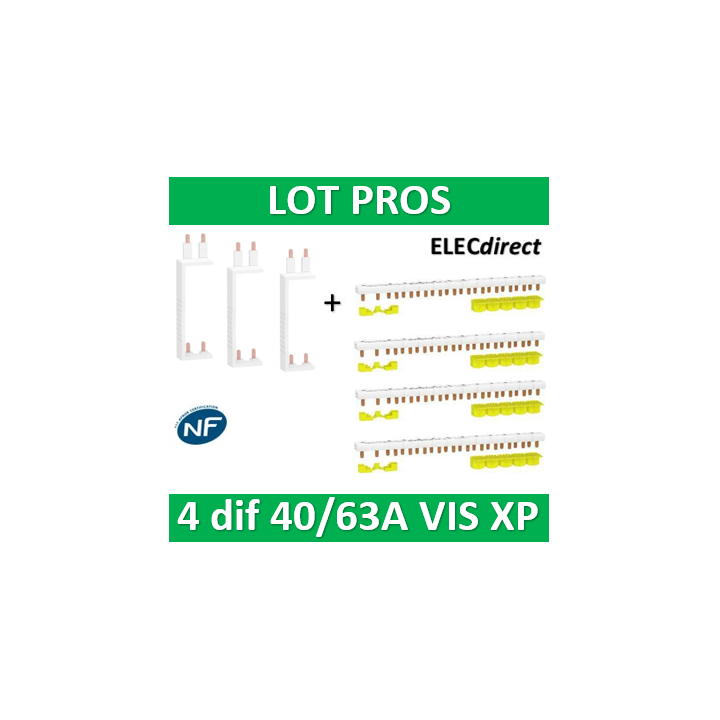 Schneider - LOT XP - 80A - Dif. 25/40/63A à Dif. 25/40/63A + peignes Phase+Neutre - R9PXVx3+R9PXH213x4