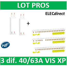 Schneider - LOT RESI9 XP - 80A - Dif. 25/40A à Dif. 25/40/63A + peignes Phase+Neutre - R9PXVx2+R9PXH213x3