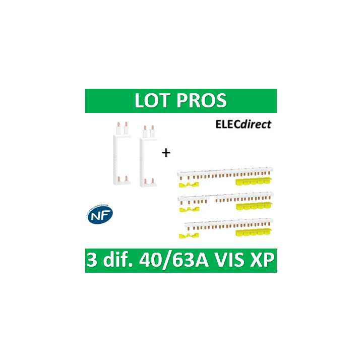 Schneider - LOT RESI9 XP - 80A - Dif. 25/40A à Dif. 25/40/63A + peignes Phase+Neutre - R9PXVx2+R9PXH213x3