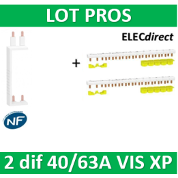 Schneider - LOT XP RESI9- 80A - Dif. 25/40/63A à Dif. 25/40/63A + peignes Phase+Neutre - R9PXV+R9PXH213x2